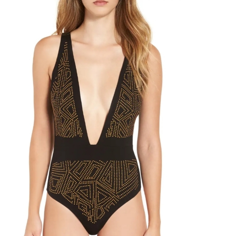 4SI3NNA Studded Plunge Bodysuit